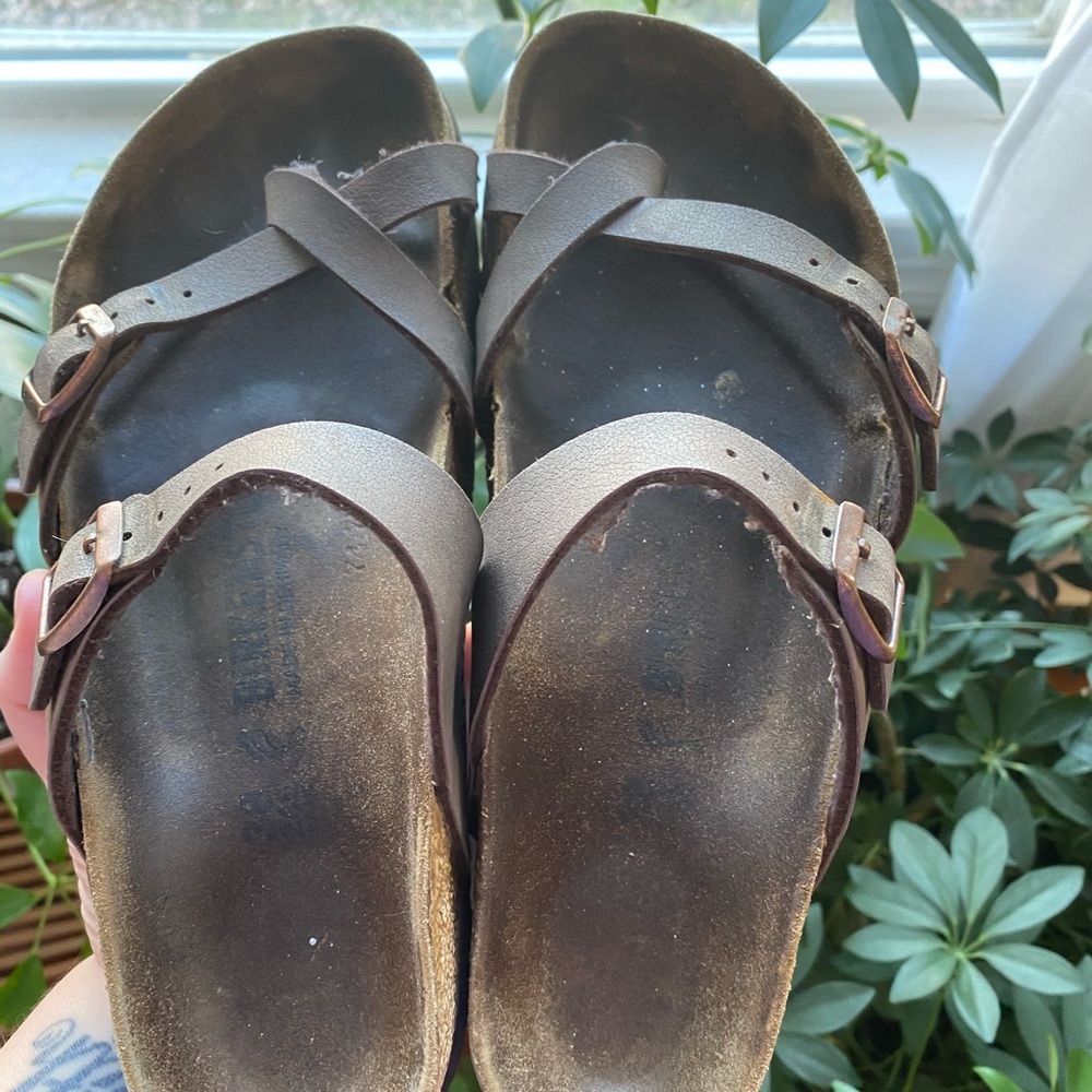 Birkenstock Sandals tan/brown straps size 38